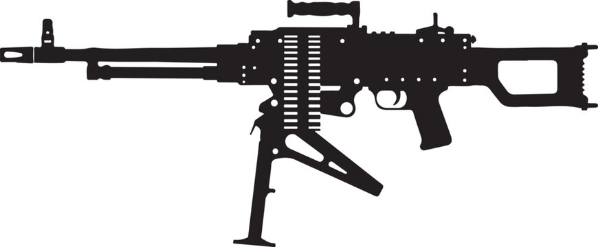 Rifle, machine gun, assault rifle, black silhouette, gun icon, weapon vector