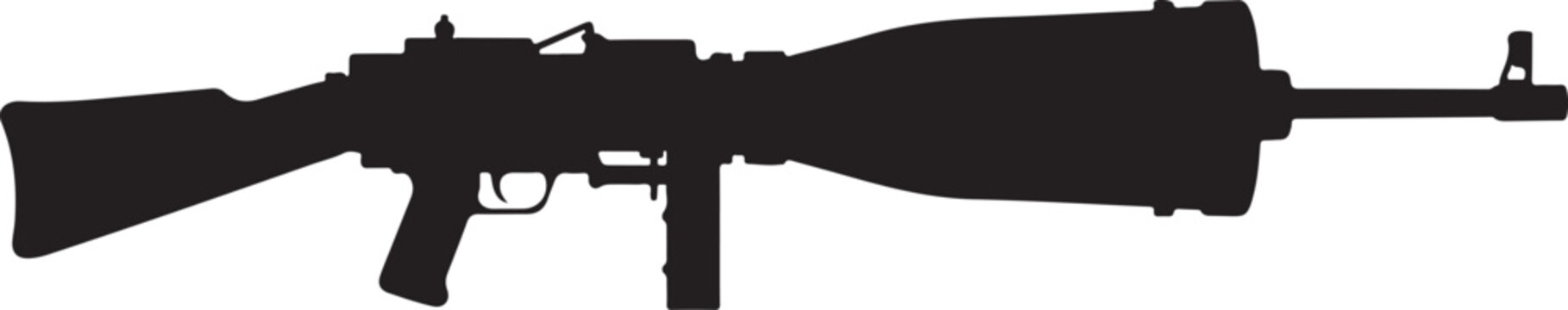 Rifle silhouette, black assault rifle, gun icon, weapon vector