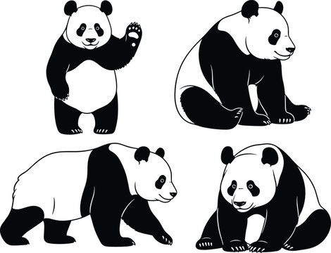 Silhouettes of geese and goslings in standing, walking, and flying poses, bird illustration symbolizing wildlife, family, migration, nature, and outdoor artwork for creative design projects