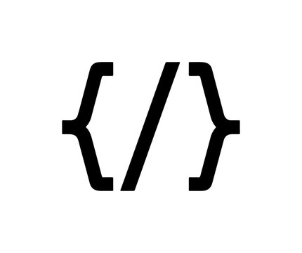 Minimalist Code Brace and Slash Vector Icon