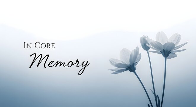 In core memory tribute with fading flowers