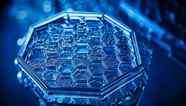 Extreme macro of chrome honeycomb structures on microscope glass slides