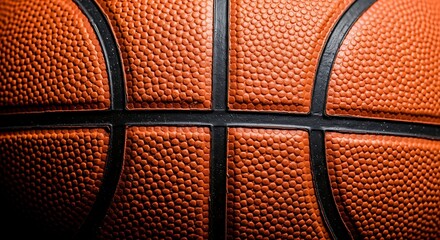 Fototapeta premium Closeup of a textured orange basketball with black lines on surface