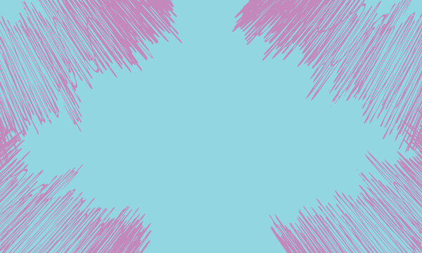 Abstract Pastel Background with Pink Scribble Frame on Light Blue Surface