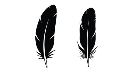 black feather icon, feather silhouette, white background © Mamun26