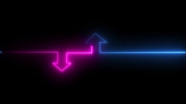 Neon Arrows &ndash; Glowing Data Exchange, Input Output and Dual Directional Concept