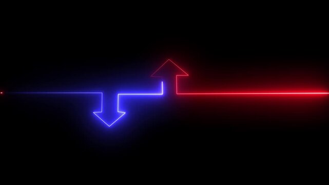 Neon Arrows &ndash; Glowing Data Exchange, Input Output and Dual Directional Concept