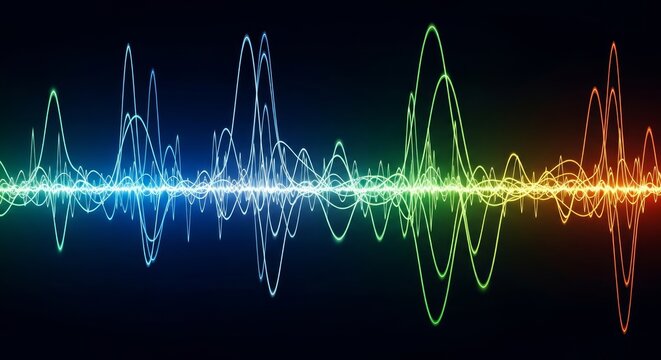 Sound wave, audio signal, colorful waveform, equalizer pattern