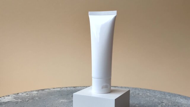 A white empty plastic or aluminum tube for cream, paste, gel, or shampoo as a mockup. An empty cosmetic tube mockup as a background for your design