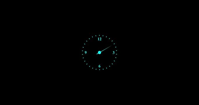 Classic wall clock on a transparent background animation. 12 hours clock loop time lapse, analog clock timer circle new wall clock with moving arrows animation 