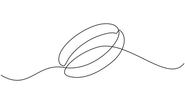 Animated self drawing of continuous one line drawing Elegant solitaire diamond engagement ring. Full length one line animation