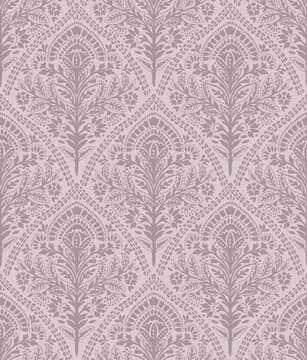 Block print scallop ,Seamless ogee damask medallion block floral flower repeat vector pattern , Boho floral Print