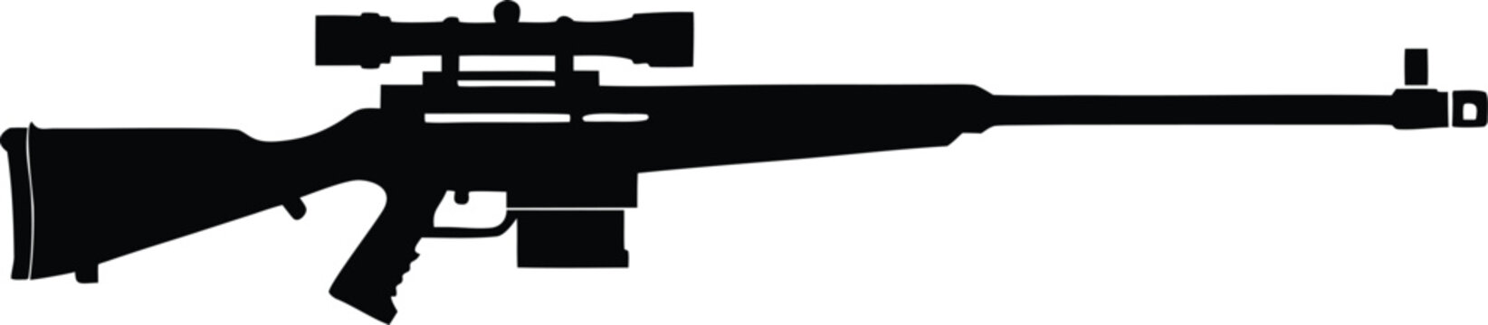 Silhouette of Sniper Rifle Illustration.