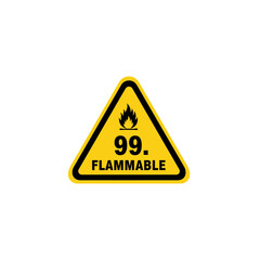 Obraz premium Flammable warning sign hazard symbol yellow triangle label with a yellow triangu
