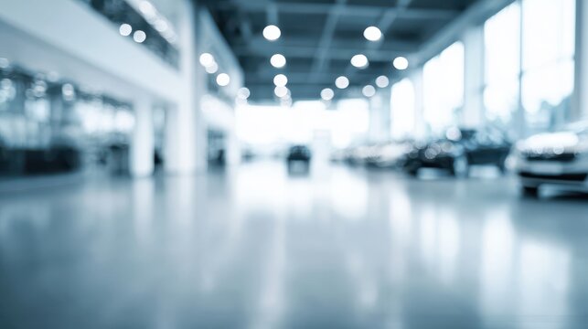blurred background of a luxury car showroom