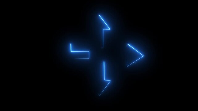 Neon Four-Way Directional Arrows &ndash; Glowing Navigation, Interface Control, and Digital Movement Concept