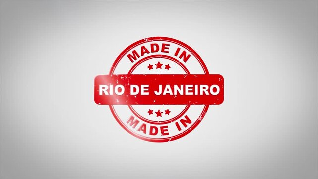 A red stamp with the words Made in Rio de Janeiro on a gray background video
