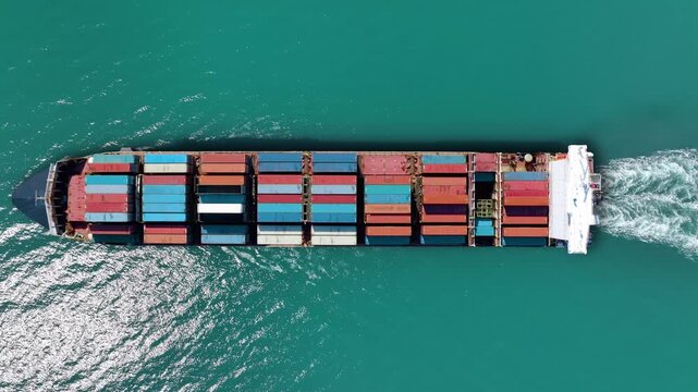 Container ship navigating global trade routes while managing cargo delivery amidst supply chain disruptions