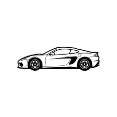 Fototapeta premium Sleek sports car line art vector with black and white with hot rod with show car