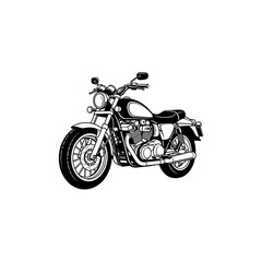 Obraz premium Classic vintage style cruiser motorcycle black and white line art illustration