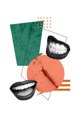 Composite trend artwork sketch image collage of copyspace draw speech cloud chatting sms social...