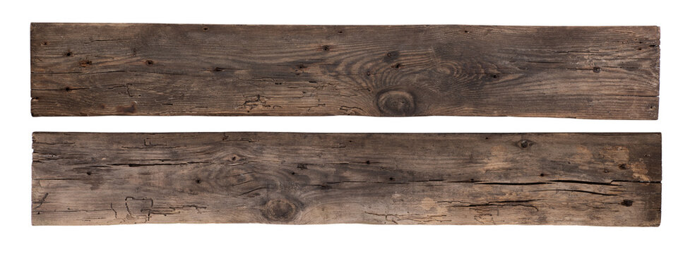 Old wooden planks isolated on white or transparent background