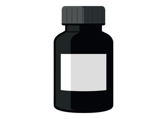 Obraz premium Pharmaceutical bottle mockup with blank label in black color
