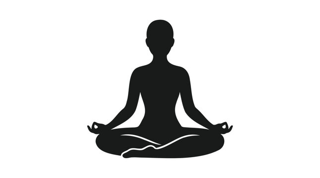 Vector graphic depicting a calm individual in a meditative yoga pose, symbolizing a serene state of mind and mindfulness practice for inner peace