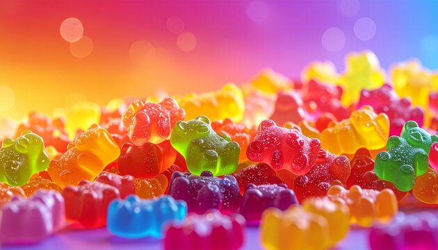 Bunte Gummib&auml;rchen auf Farbverlauf