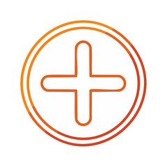 Obraz premium Simple plus sign icon inside a double-lined circle with gradient orange and red outline