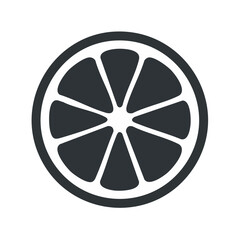 Fototapeta premium Simple dark grey citrus fruit slice icon graphic design