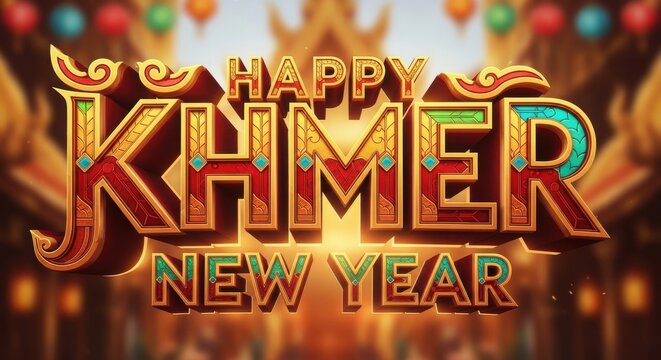 Vibrant Khmer New Year celebration with traditional colorful decorations