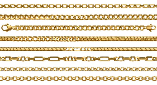 Golden Jewelry Chains - Variety of Designs and Styles.