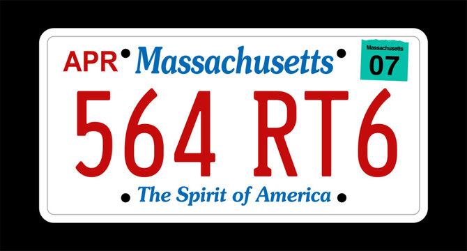 Massachussetts state vector retro license plate USA template