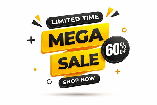 Limited time mega sale offering sixty percent off on various products