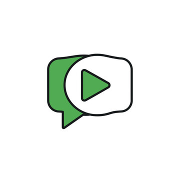 Speech bubble with play button icon in green