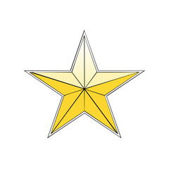 Obraz premium Five Pointed Yellow Star With Gold Gradient and Black Outline