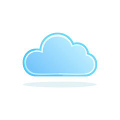 Fototapeta premium Bright blue cartoon cloud with soft gradient edges and shadow illustration