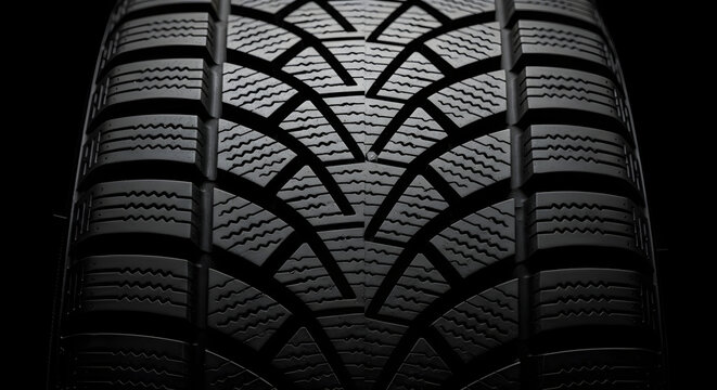 Modern Winter Tire Tread Texture for Automotive Service, Close-up Car Tyre Installation and Repair Pattern for All-Season Driving Safety Background