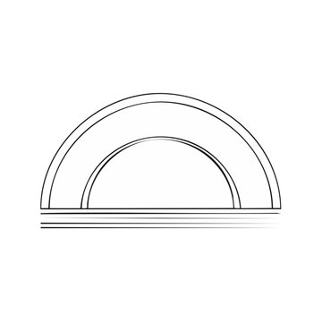 Architectural semi circle and parallel lines simple outline drawing