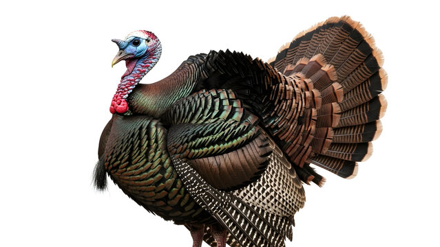 Majestic wild turkey displaying its feathers