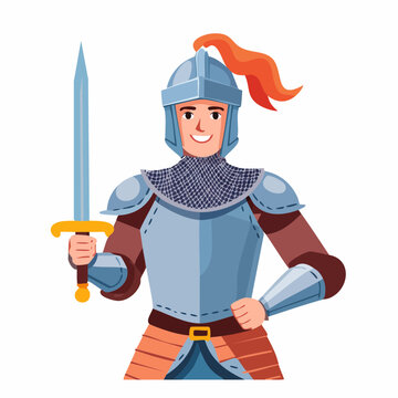 Chevalier m&eacute;di&eacute;val en armure tenant une &eacute;p&eacute;e &ndash; guerrier historique