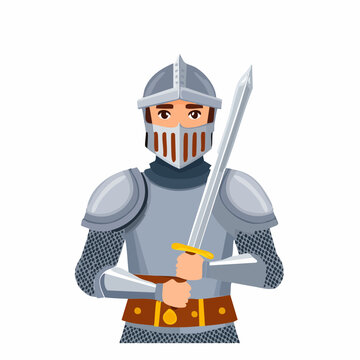 Chevalier m&eacute;di&eacute;val en armure tenant une &eacute;p&eacute;e &ndash; guerrier historique