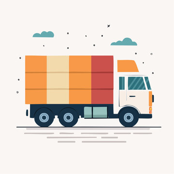 Camion de livraison stylis&eacute; en illustration moderne