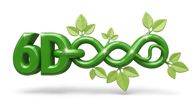 illustration of the number sixty billion in a green leafy design isolated on white background, illustration