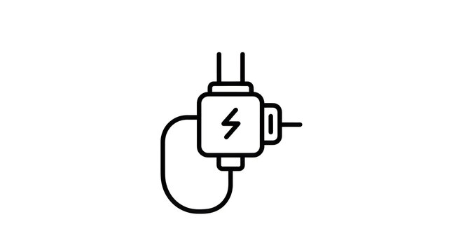 Electric plug with cord and lightning bolt symbol