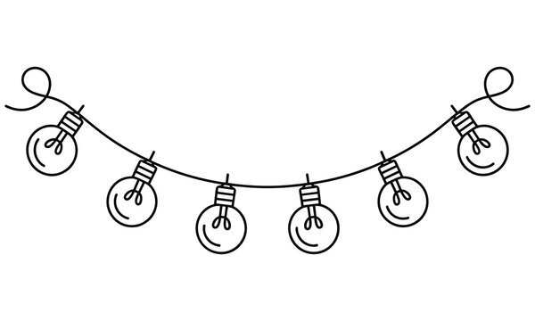 Vector illustration of a string of light bulbs in a decorative design