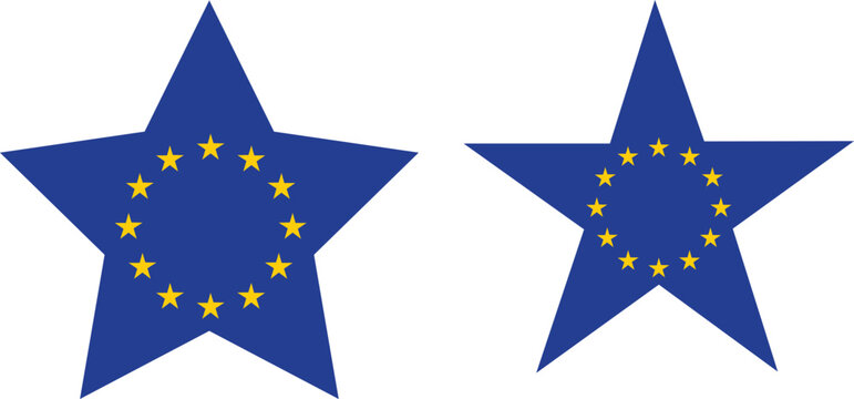European union flag in star design shape