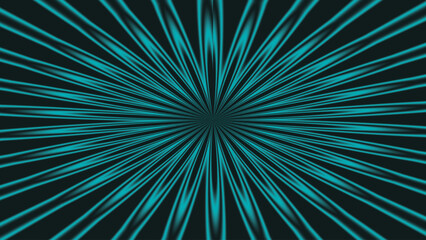 Fototapeta premium Abstract optical illusion background with turquoise radial starburst lines, dynamic converging symmetry, and vibrant geometric decorative layout
