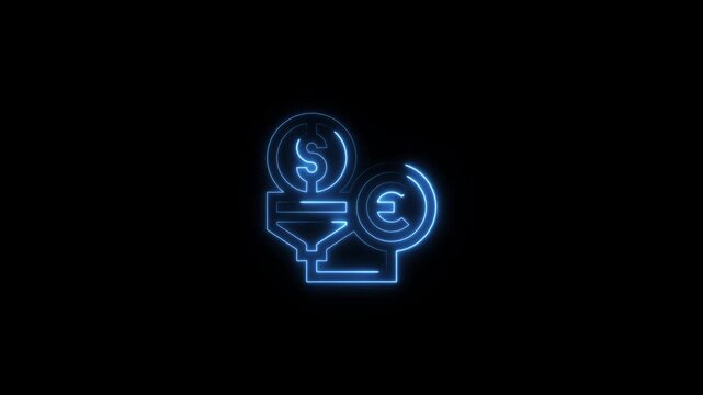 A video showcasing a neon blue logo on a black background